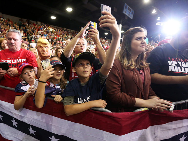 Supporters cheer as Republican presidential nominee Donald Trump attends a campaign rally in Sarasota, Fla., on Nov. 7, 2016.   Photo courtesy of Reuters/Carlo Allegri 
*Editors: This photo may only be republished with RNS-FARNSLEY-OPED, originally published on Dec. 7, 2016.