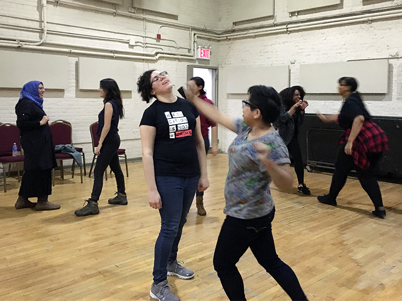 Women participate in a self-defense class at the Muslim Community Network in New York on Dec. 3, 2016.