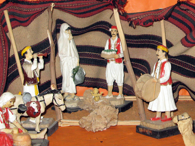 The controversial Nativity scene that has Mary wearing a white shawl, which some people think is a burqa. Photo courtesy of the Rev. Franco Corbo