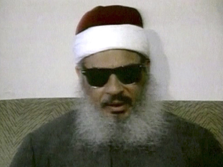Egyptian Omar Abdel-Rahman speaks during a news conference in this still image taken from February 1993 video footage on January 18, 2013. FILE PHOTO courtesy REUTERS/Reuters TV/Files 