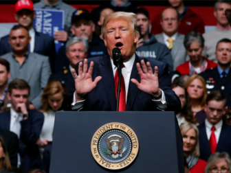 U.S. President Donald Trump holds a rally
