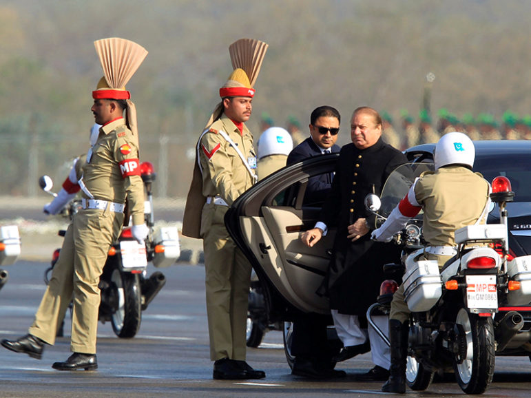 Pakistan's Prime Minister Nawaz Sharif arrives to attend the Pakistan Day military parade in Islamabad, Pakistan, March 23, 2017. Photo courtesy of REUTERS/Faisal Mahmod