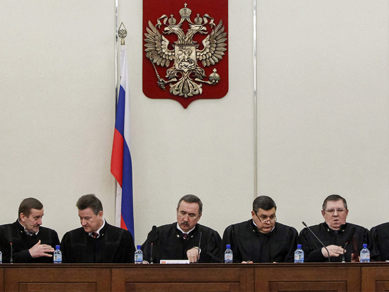 Judges of Russia's Supreme Court attend a hearing in Moscow on Jan. 23, 2014. Photo courtesy of Reuters/Maxim Shemetov