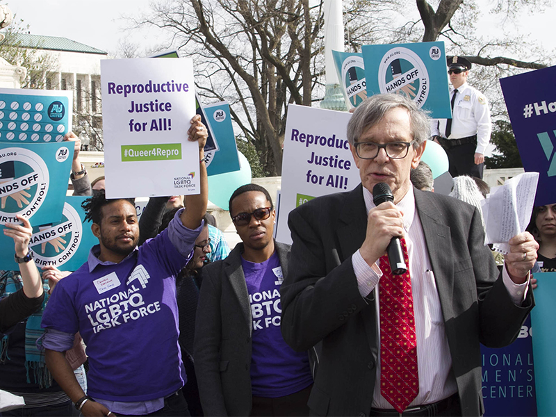 The Rev. Barry Lynn speaks at a rally outside the Supreme Court on March 23, 2016, in Washington, D.C. Photo courtesy of AU