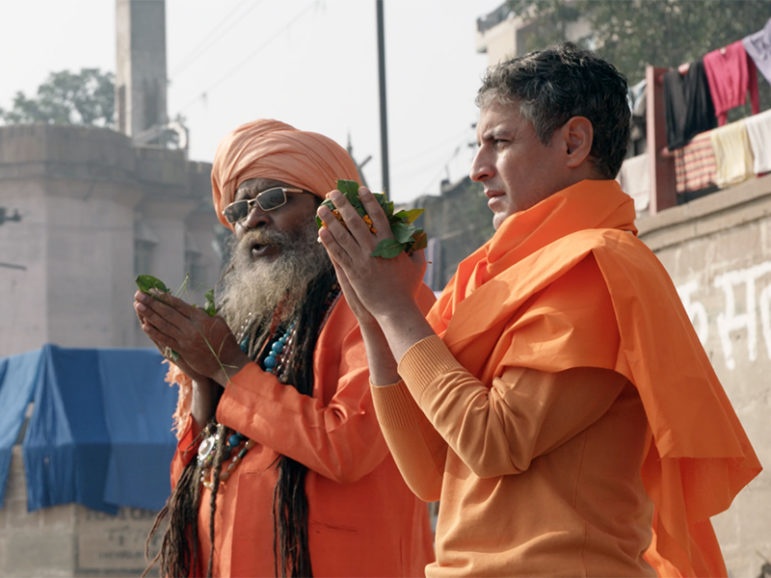 Reza Aslan with Lali Baba in Varanasi, India, for the CNN show “Believer.” Photo courtesy of CNN