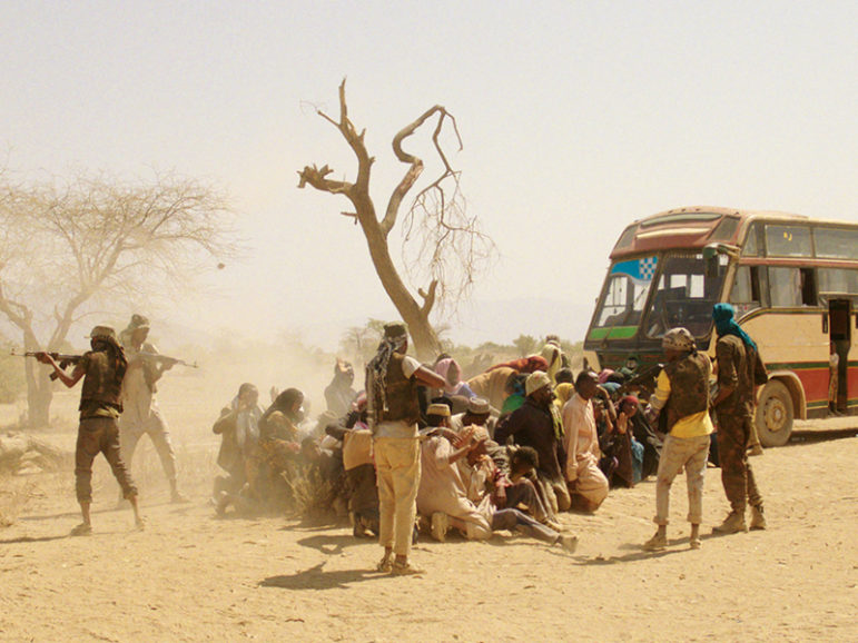 A scene from the “Watu Wote” film, based on the militant ambush of a Mandera, Kenya, bus in December 2015. Photo courtesy of Hamberg Media School