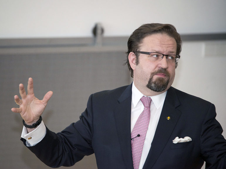Dr. Sebastian Gorka speaks at the International Special Training Centre's Military Assistance Course in Pfullendorf, Germany, on May 14, 2015. Photo courtesy of Creative Commons/Eric Steen