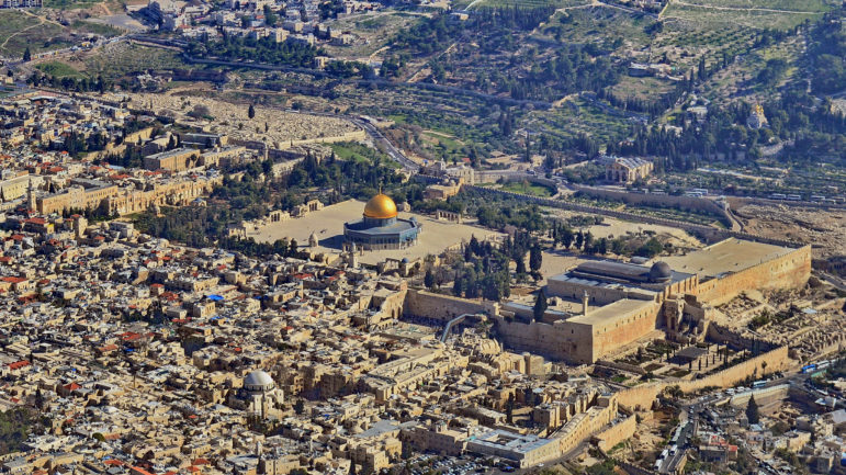 An aerial view of Jerusalem’s Old City and the Temple Mount. Photo by Avraham Graicer/Creative Commons