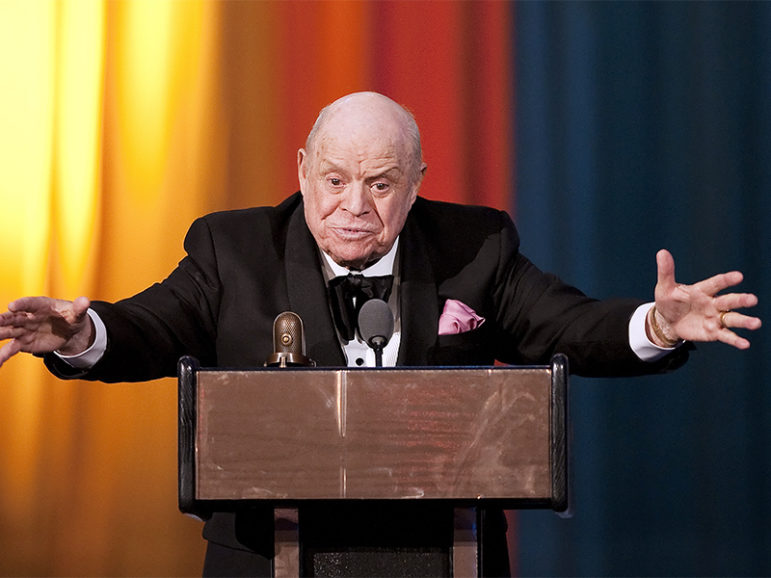 Comedian Don Rickles speaks after receiving the Johnny Carson Award during the second annual 2012 Comedy Awards in New York City, on April 28, 2012. Photo courtesy of Reuters/Stephen Chernin
