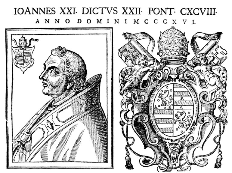 A 17th-century engraving of Pope John XXII, who was considered heretical by some in the 1300s. Image courtesy of Creative Commons