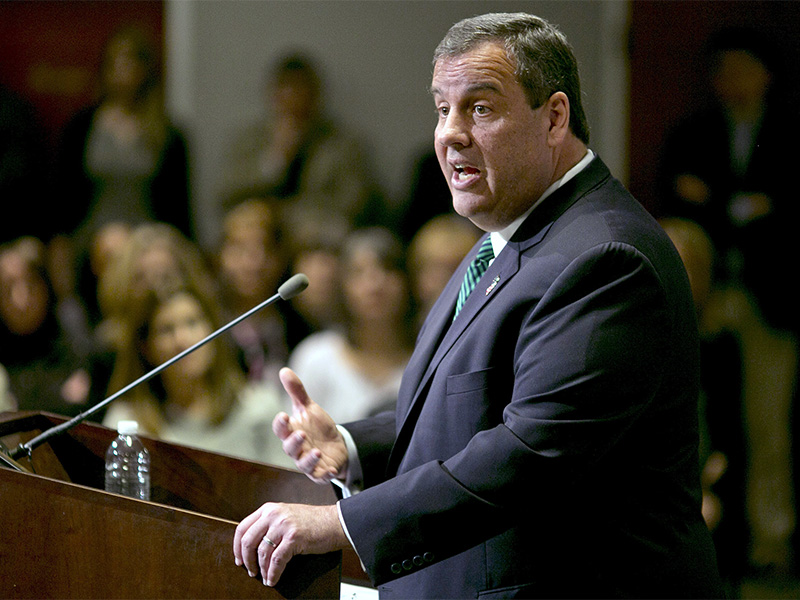 New Jersey Governor Chris Christie speaks at the New Hampshire Institute of Politics in Manchester, N.H., on April 14, 2015. Photo courtesy of Reuters/Dominick Reuter