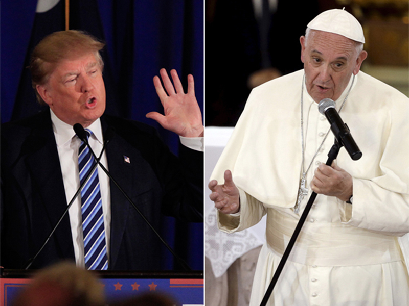 President Trump, left, will meet Pope Francis at the Vatican in late May 2017. Photos courtesy of Reuters/Randall Hill (left) and Gregorio Borgia (right)