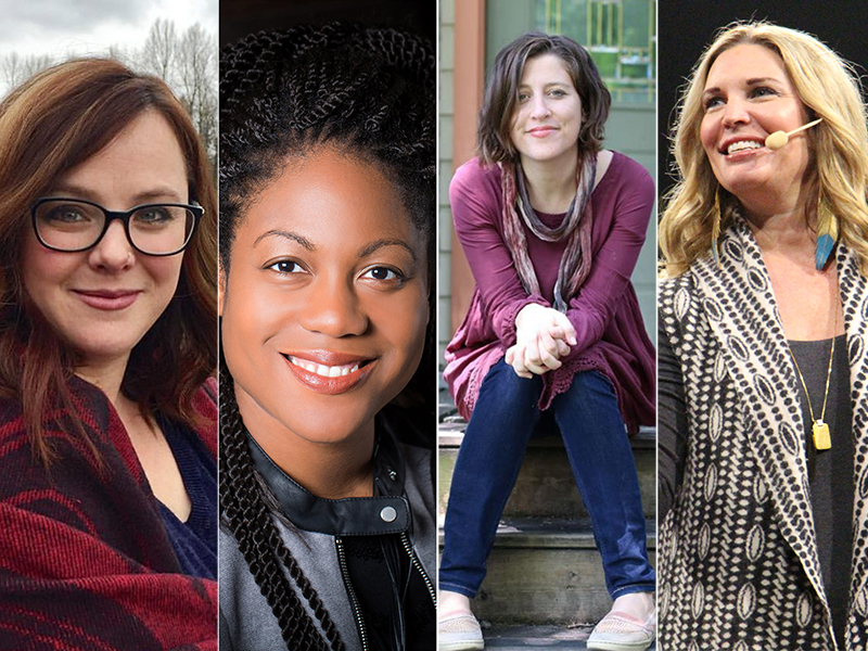 Influential women in the Christian blogosphere include Sarah Bessey, left, Austin Channing Brown, Tish Harrison Warren, and Jen Hatmaker.