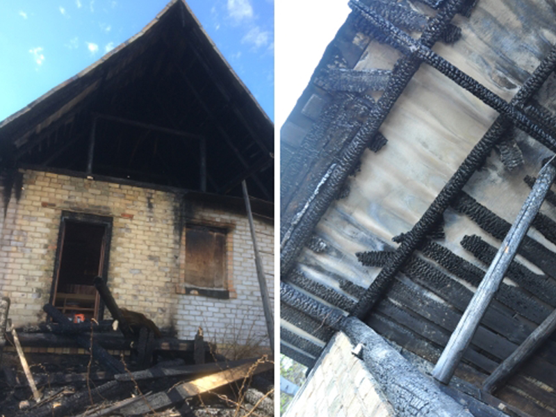 A house where Jehovah's Witness prayed in Zheshart, in  northwest Russia, was destroyed by arson. The Witnesses say a Molotov cocktail was found at the site. Photo courtesy of Jehovah's Witnesses