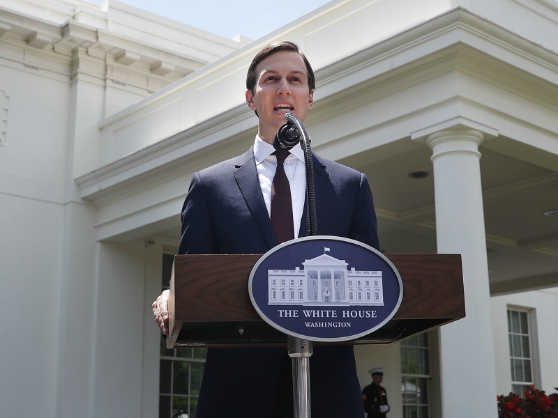 White House senior adviser Jared Kushner speaks to reporters outside the White House on July 24, 2017, after meeting on Capitol Hill behind closed doors with the Senate Intelligence Committee on the investigation into possible collusion between Russian officials and the Trump campaign. (AP Photo/Pablo Martinez Monsivais)