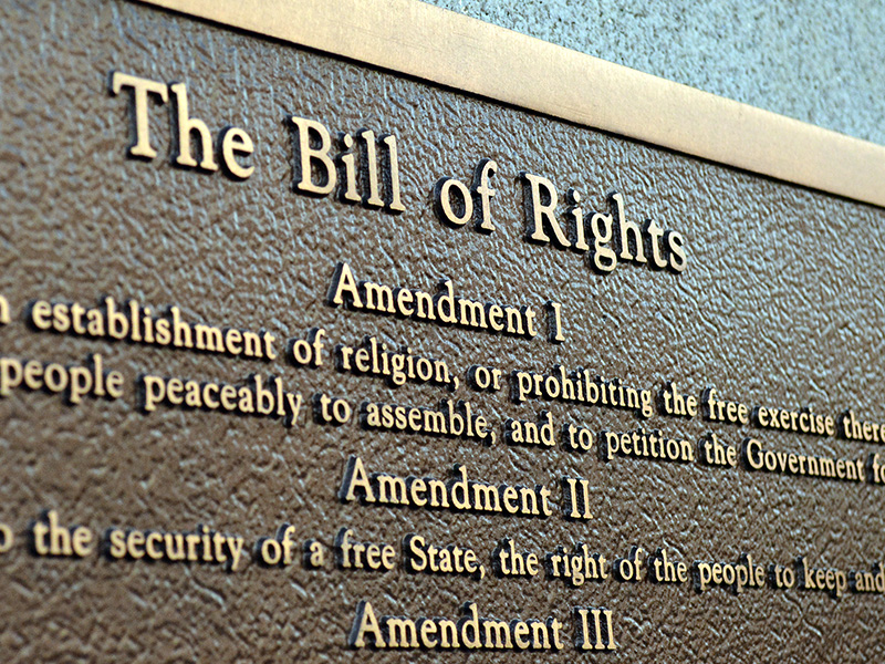A plaque containing the U.S. Bill of Rights. Photo courtesy of Creative Commons/Ted Mielczarek