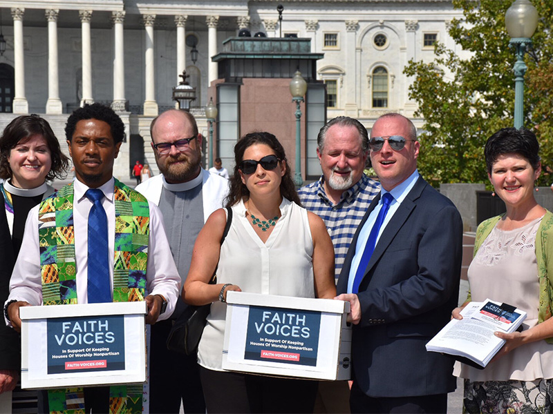 Advocates and clergy deliver letters from faith leaders to Congress to keep the Johnson Amendment intact on Aug. 16, 2017, in Washington, D.C. Photo courtesy of Americans United