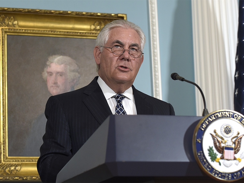 Secretary of State Rex Tillerson speaks on the release of the 2016 annual report on International Religious Freedom on Aug. 15, 2017, at the State Department in Washington, D.C. (AP Photo/Susan Walsh)