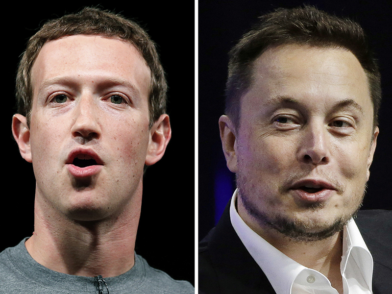 Facebook CEO Mark Zuckerberg, left, and Tesla and SpaceX CEO Elon Musk disagree over the possible threat of artificial intelligence. (AP Photo/Manu Fernandez, Stephan Savoia)
