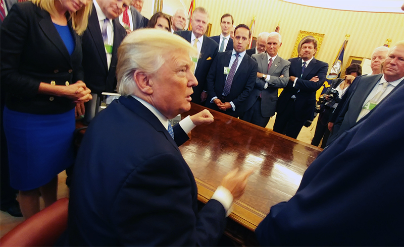 President Trump meets with faith leaders inside the Oval Office on July 10, 2017. Photo by Mark Burns