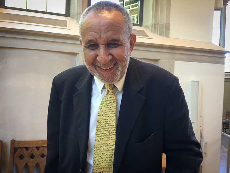 The Rev. Gil Caldwell spoke at Duke Divinity School on Oct. 18, 2017, 60 years after he was denied admission on account of his race. RNS photo by Yonat Shimron