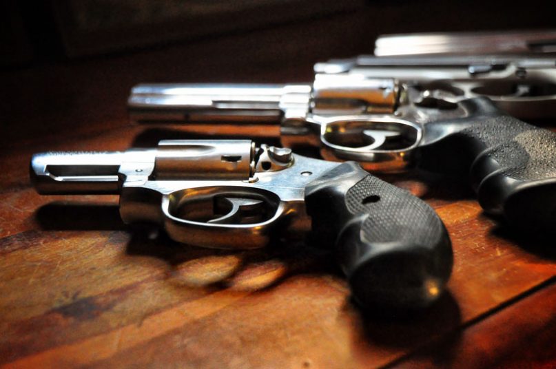 Guns on a table. Photo courtesy of Rod Waddington via Flickr.