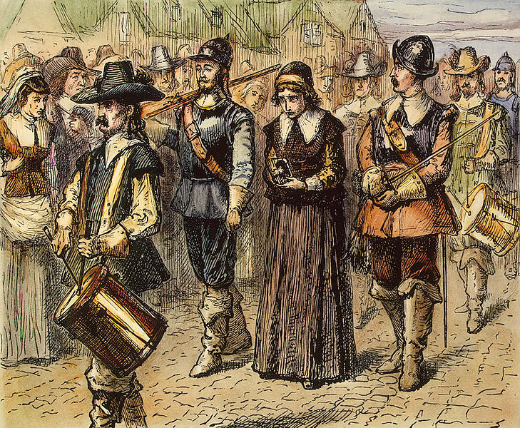 Quaker Mary Dyer led to execution on Boston Common, 1 June 1660, by an unknown 19th century artist