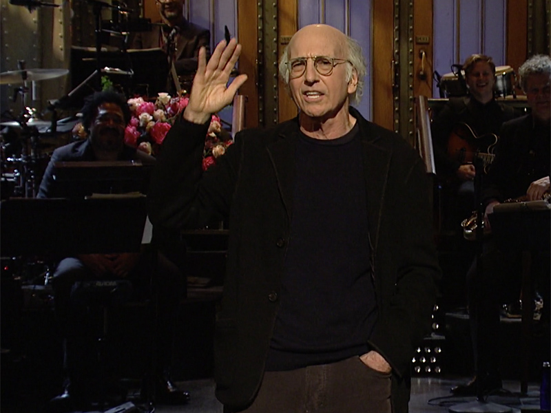 Comedian and television producer Larry David appearing on Saturday Night Live on Nov. 4, 2017. Photo courtesy of NBC.