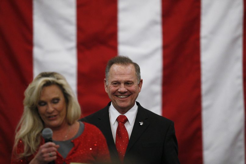 U.S. Senate candidate Roy Moore speaks at a campaign rally Monday, Dec. 11, 2017, in Midland City, Ala. (AP Photo/Brynn Anderson)