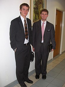 Two missionaries of The Church of Jesus-Christ of Latter-day Saints.