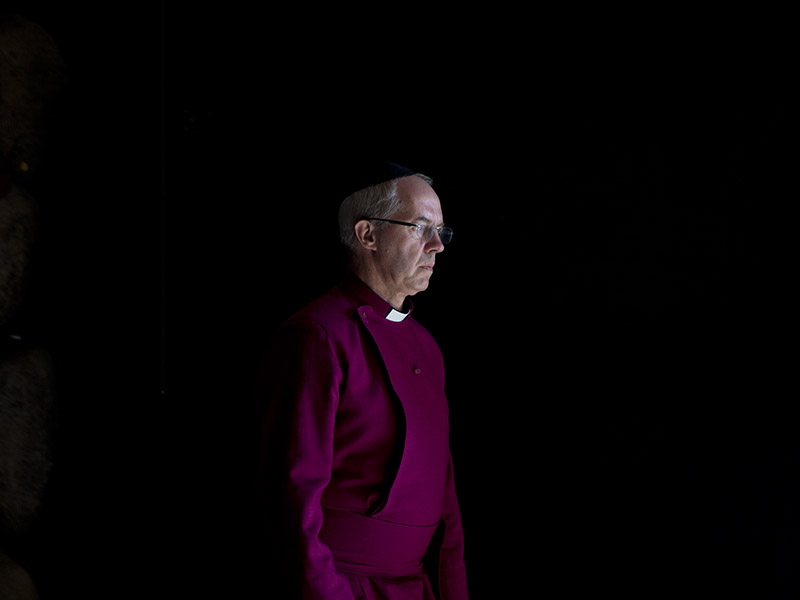 Archbishop of Canterbury Justin Welby pays his respects at the Yad Vashem Holocaust memorial in Jerusalem on May 3, 2017. (AP Photo/Ariel Schalit)