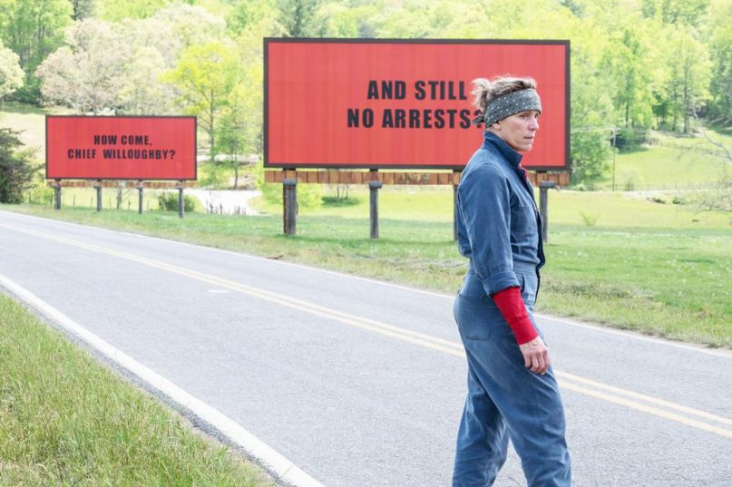 Actress Frances McDormand in a scene from “Three Billboards Outside Ebbing, Missouri.” Photo courtesy of Fox Searchlight