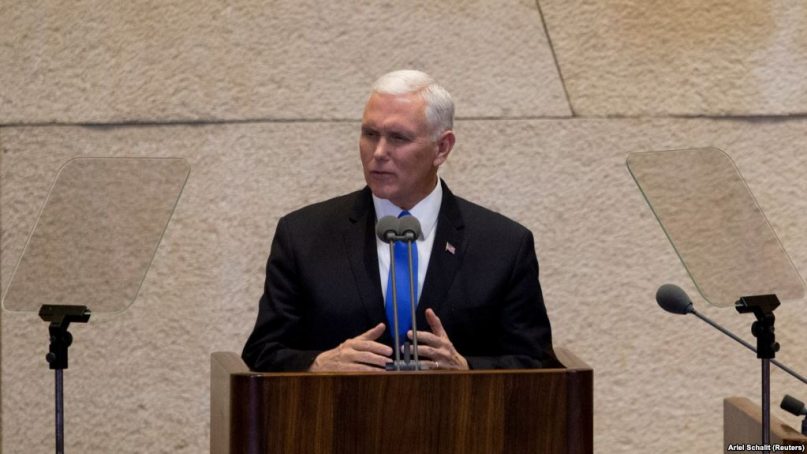 U.S. Vice President Mike Pence addresses the Knesset, Israeli Parliament, in Jerusalem January 22, 2018. REUTERS/Ariel Schalit/Pool