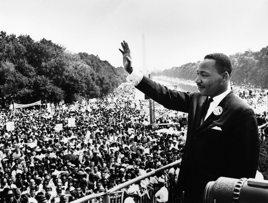 The Rev. Martin Luther King Jr. addresses a crowd from the steps of the Lincoln Memorial, where he delivered his famous, “I Have a Dream,” speech during the Aug. 28, 1963, March on Washington for Jobs and Freedom. Photo courtesy of Creative Commons