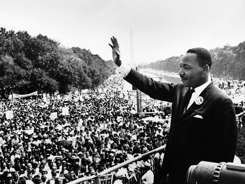 The Rev. Martin Luther King Jr. addresses a crowd from the steps of the Lincoln Memorial, where he delivered his famous “I Have a Dream” speech during the Aug. 28, 1963, march on Washington, D.C.  Photo courtesy of Creative Commons