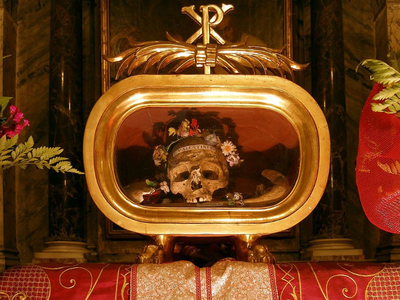 Relics of St. Valentine of Terni at the Basilica of St. Mary in Cosmedin.