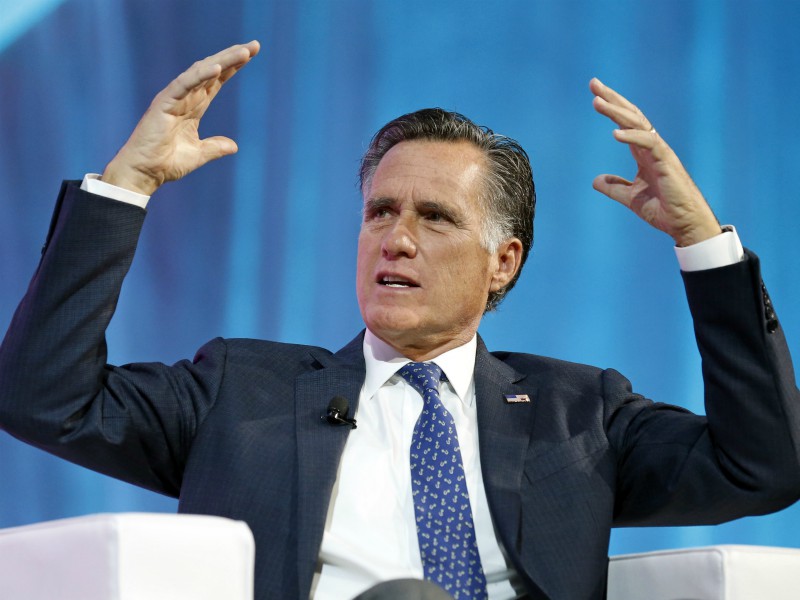 Former Republican presidential candidate Mitt Romney speaks about the tech sector during an industry conference in Salt Lake City on Jan. 19, 2018. (AP Photo/Rick Bowmer)