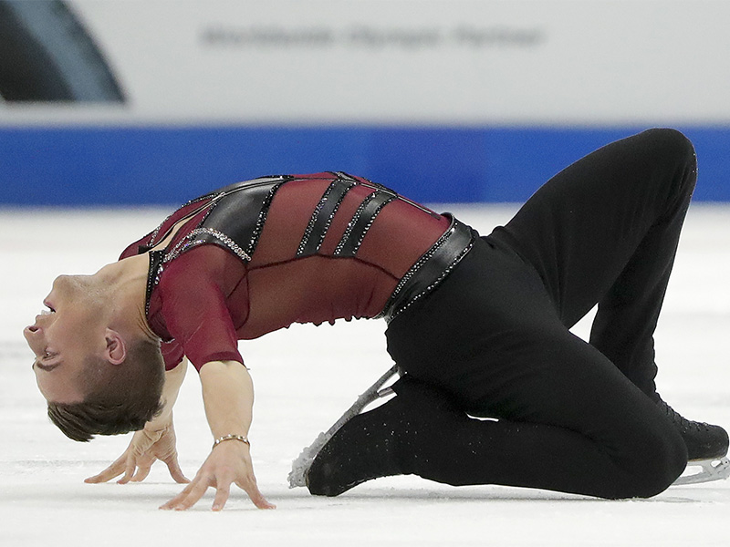 Adam Rippon, of the United States, performs during the men's short program at Skate America, Friday, Nov. 24, 2017, in Lake Placid, N.Y. (AP Photo/Julie Jacobson)