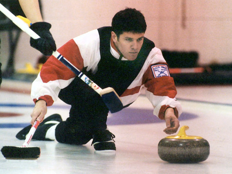 Andrew Roza, pictured during a national curling tournament in 2000, won bronze twice at World Junior tournaments before becoming a priest. Photo courtesy of Andrew Roza