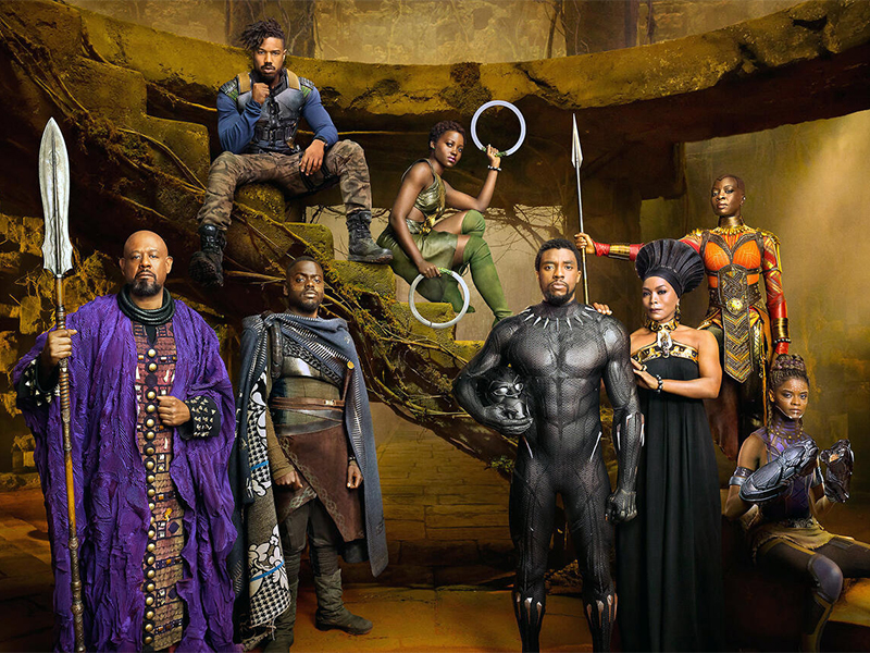 The primary cast members of Black Panther. Photo courtesy of Kwaku Alston/Marvel Studios