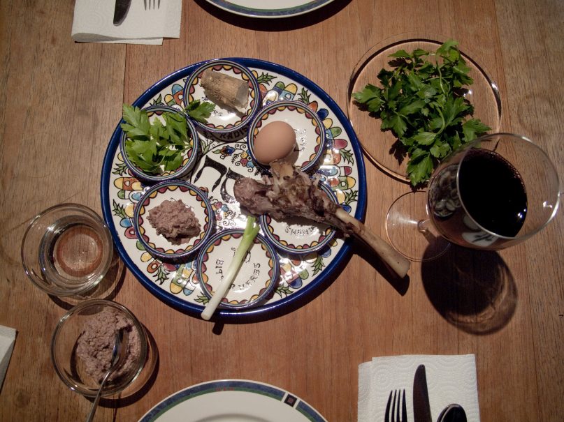 The seder plate. Photo by Robert Couse-Baker/Creative Commons