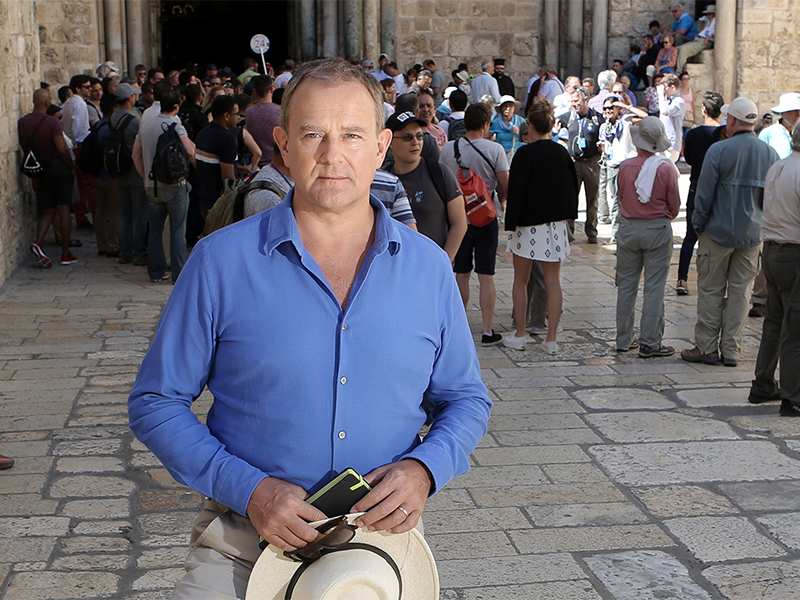 High Bonneville at the Church of the Holy Sepulchre in Jerusalem while filming “Jesus: Countdown to Calvary.” Photo courtesy of Jesus:Countdown to Calvary
