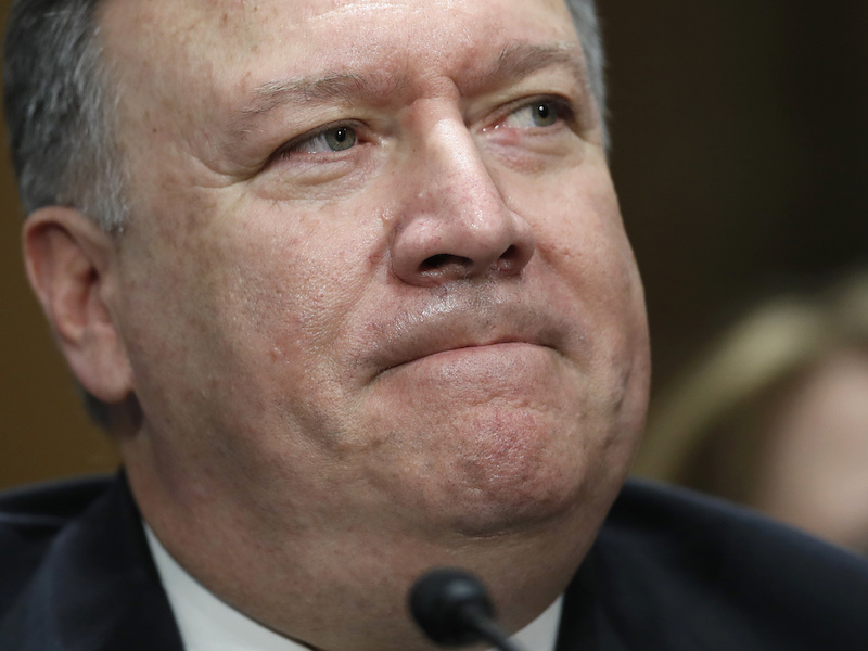 CIA Director Mike Pompeo, nominated to be the next secretary of state, pauses while speaking during his Senate Foreign Relations Committee confirmation hearing on April 12, 2018, on Capitol Hill in Washington. Pompeo's remarks were the first chance for lawmakers and the public to hear directly from the former Kansas congressman about his approach to diplomacy and the role of the State Department, should he be confirmed to lead it. (AP Photo/Alex Brandon)