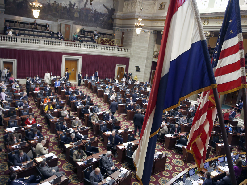 Members of the Missouri House of Representatives work on the final day of the legislative session on May 13, 2016, at the Capitol in Jefferson City, Mo. (AP Photo/Jeff Roberson)