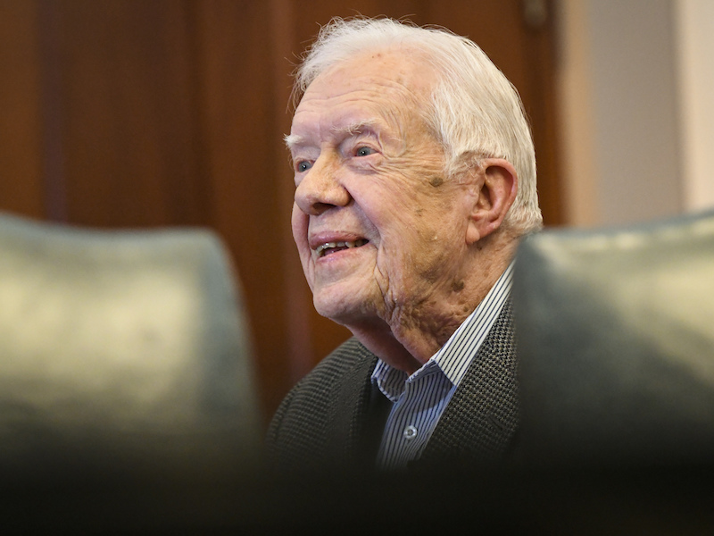 Former President Carter, 93, sits for an interview about his new book, 