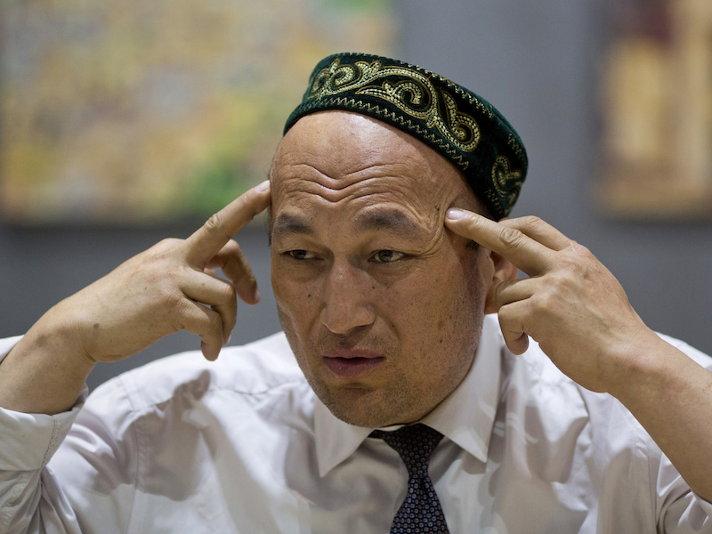 In this photo taken March 29, 2018, Omir Bekali talks about the psychological stress he endured in a Chinese internment camp during an interview in Almaty, Kazakhstan. Since 2016, Chinese authorities in the heavily Muslim region of Xinjiang have carried out a campaign of mass detentions and indoctrination in internment camps with the stated aim of bolstering national security and eliminating Islamic extremism. The program appears to be an attempt to rewire detainees’ political thinking, erase their Islamic beliefs and reshape their very identities. (AP Photo/Ng Han Guan)
