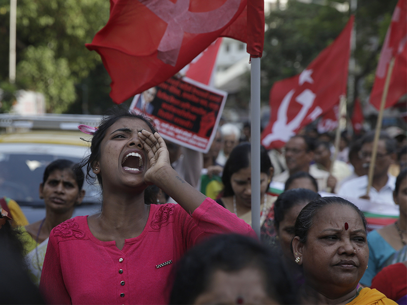 Members of Dalit organisations protest in Mumbai, India, on April 2, 2018. Violence erupted in several parts of north and central India as thousands of dalits, members of Hinduism's lowest caste, protest an order from the country's top court that they say dilutes legal safeguards put in place for their marginalized community. (AP Photo/Rafiq Maqbool)
