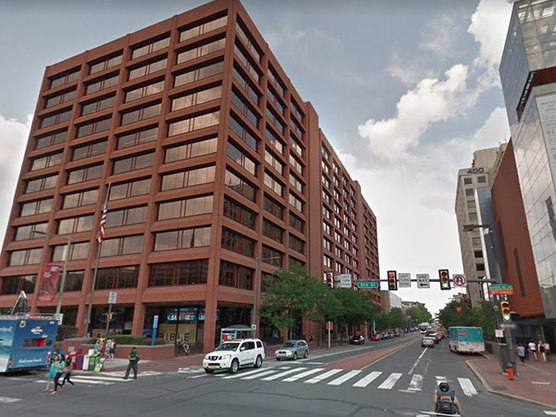 The American Bible Society, left, is headquartered in Philadelphia, along the Independence National Historical Park. Image courtesy of Google Maps