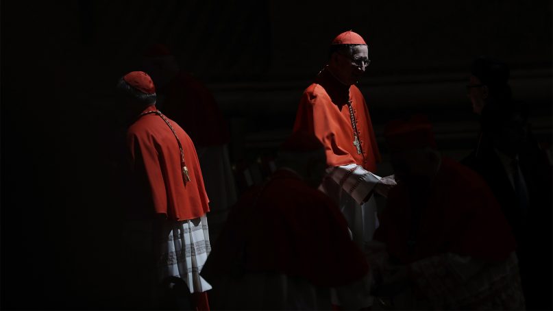 Cardinals take their places prior to a consistory in St. Peter's Basilica at the Vatican, on June 28, 2018. Pope Francis made 14 new Cardinals during the consistory. (AP Photo/Alessandra Tarantino)