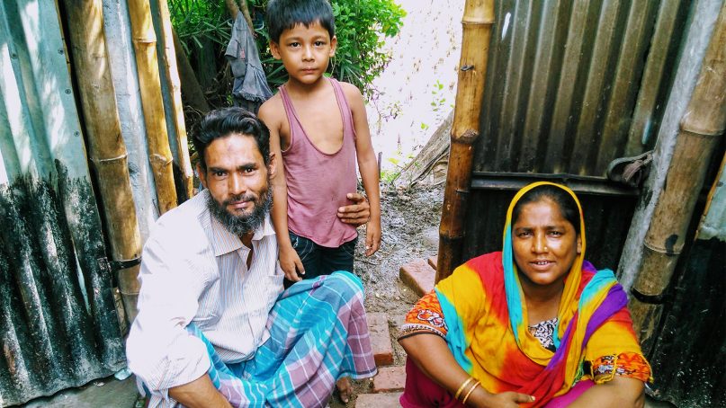 Laila Begum, right, from the Mangdu district in Myanmar, with her husband Siraj-ul-Islam and son Farhaan at the Rohingya refugee camp in Hardaha, near Kolkata, India, on June 11, 2018. RNS photo by Priyadarshini Sen